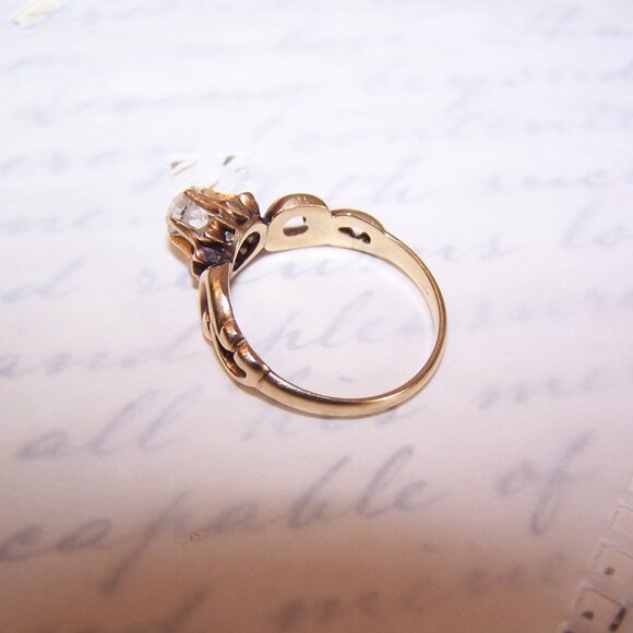 Antique Victorian 14K Gold .50 CT Old Mine Cut Diamond Engagement Ring - Size 7 - Picture 9 of 9